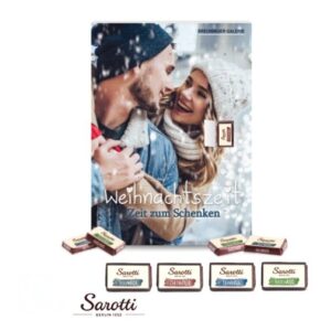 Adventskalender mit Sarotti Schokolade mit Fairtrade Kakao mit Foto selbst gestalten als Werbegeschenk.