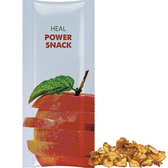 Apfel Cubes zu 15 g in Werbetüte mit individuellem Druck als Werbeartkel.