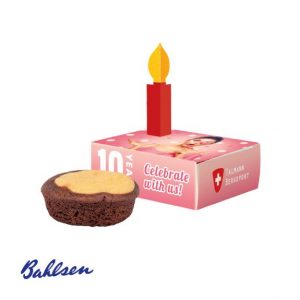 Bahlsen Mini Kuchen in der Werbebox mit individuellem Druck als Werbeartikel.