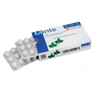 Candy Blister in Faltschachtel 36er mit süßen Tabletten im Blister, verpackt in einer individuell bedruckten Medikamentenbox.