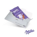 Schoko Tafel Milka 40 g in Werbekartonage als Give away.