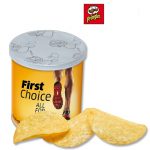 Pringles bedrucken auf Dose als Werbeartikel und Pringles mit Logo bedrucken als Werbegeschenk.