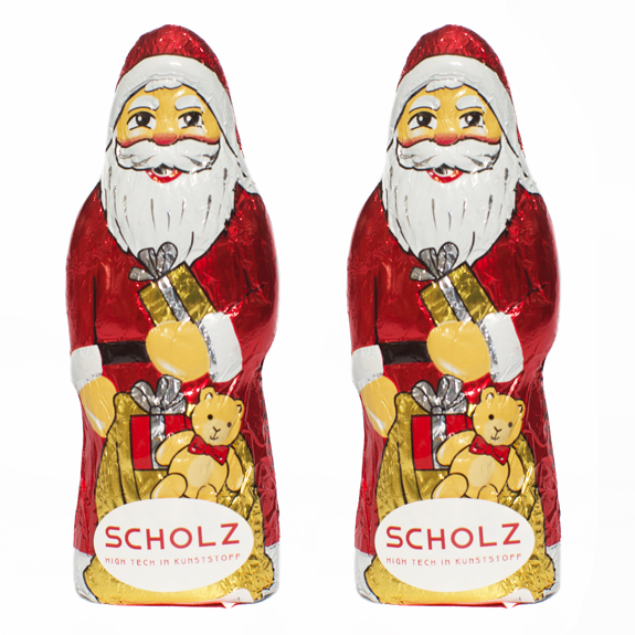 Der Schoko Weihnachtsmann ist 25 g und aus Fairtrade Schokolade. Der Schoko-Weihnachtsmann wird mit einem Werbeetikett versehen.