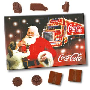 Adventskalender mit Schokolade gestalten nach Wunsch und individuell bedruckt als Werbeartikel.