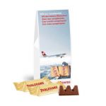 Business Präsent Selection maxi gefüllt mit Toblerone mini als Give away individuell bedruckt.