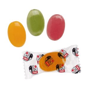 Bonbons im Flowpack mit Logo individuell bedruckt als Werbemittel.