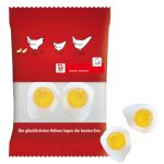 HARIBO Spiegelei mit Logo auf der Werbetüte individuell bedruckt.