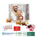 Adventskalender Würfel mit Ferrero Küsschen oder Ferrero Mon Cheri und individuellem Druck als Werbeartikel.