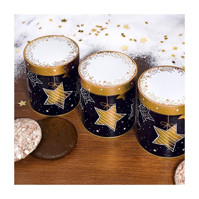 Lebkuchen in der Metalldose mit Logo bedruckt als Werbeartikel.