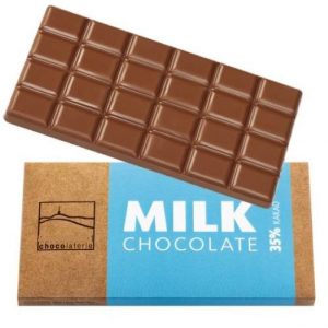 Schokoladen Tafel in Werbebox mit Logo individuell bedrucken als Werbeartikel.