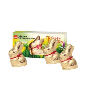 Hasenparade Osterbox von Lindt mit 3 Goldhasen