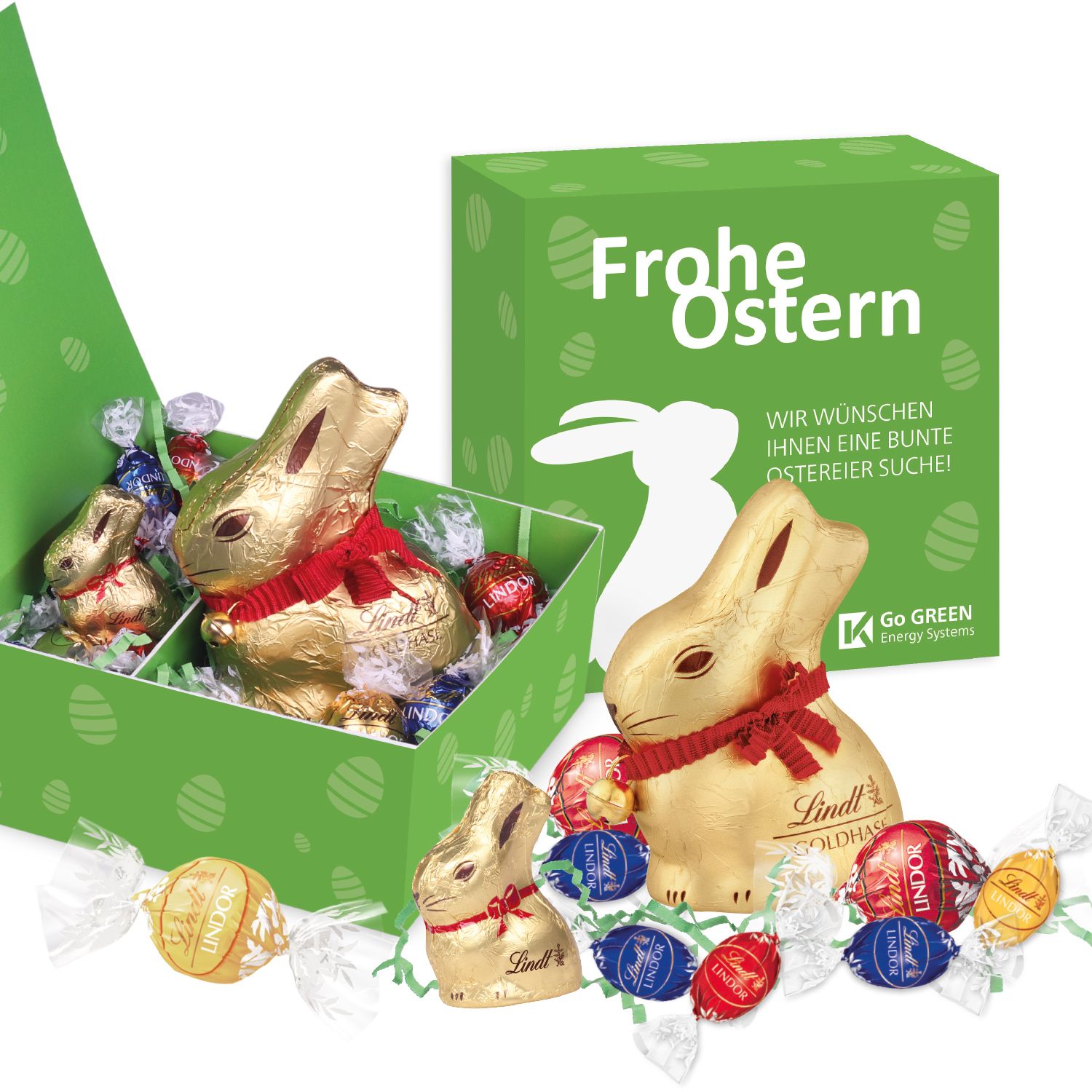 Lindt Premium Osterpräsent mit leckerer Schokolade und Goldhase