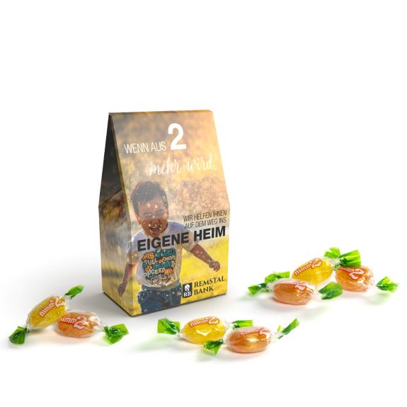 nimm2 Bonbons in der Werbebox mit individuellem Druck als Werbeartikel.