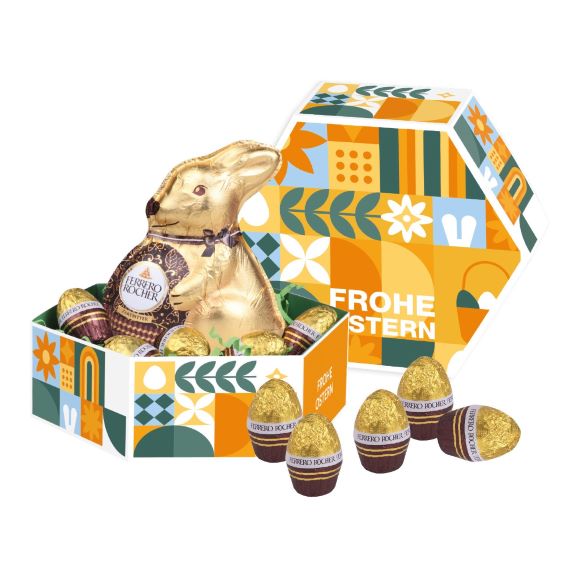 Ferrero Rocher Osternest individuell bedruckt als Werbeartikel.