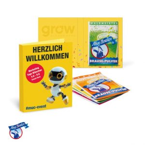 Ahoj Brause Pulver-Tüten in Werbe-Klappkarte mit Logo individuell bedrucken als Werbeartikel.