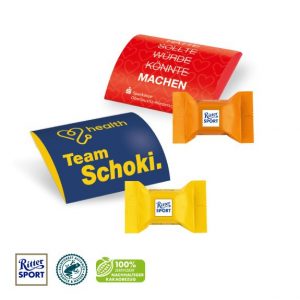 Ritter Sport Schokowürfel im Werbebriefchen, individuell bedruckt als Werbeartikel.