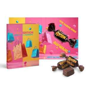 Werbe-Klappkarte mit Storck Riesen individuell bedruckten als Werbeartikel.