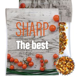 Gewürzmischung individuell mit Logo auf einem Werbereiter individuell bedrucken als Werbeartikel.