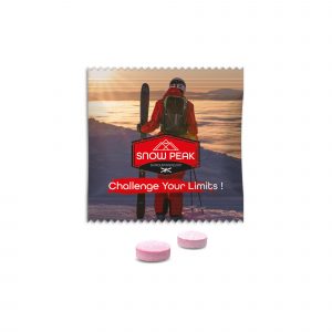 Vitamin-D-Bonbons als Pastillen in der Werbetüte mit Logo individuell bedrucken als Werbeartikel.