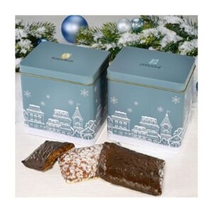 Nürnberger Lebkuchen in Metall-Dose mit Logo individuell bedruckt als Werbeartikel.